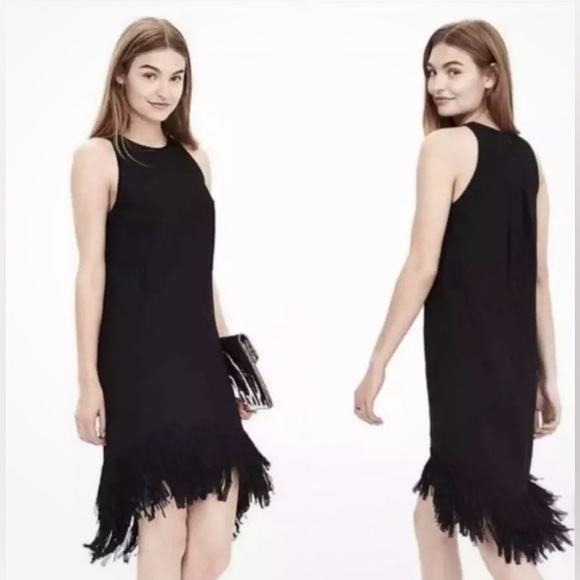 Banana Republic Dresses & Skirts - NWT!!! Banana Republic Black Sleeveless Fringe Hem Dress
